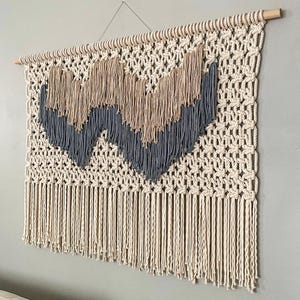 Large Macrame Wall Hanging, Modern Fiber Art Tapestry, Abstract Rope Wall Art, XL Wide Wall Decor, Woven Artwork, Textile Headboard