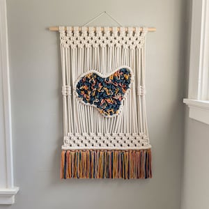 Large Colorful Macrame Wall Hanging, Eclectic Fiber Art Tapestry, Abstract Textile Wall Art, Boho Woven Rope Artwork, Funky Textured Decor