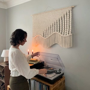 Large Macrame Wall Hanging, Modern Fiber Art Tapestry, Asymmetrical