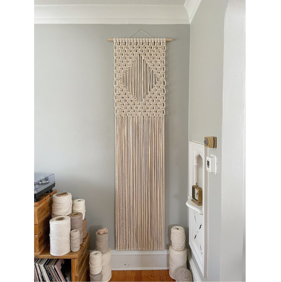 Extra Long Macrame Wall Hanging, Large Fiber Art Tapestry, Vertical