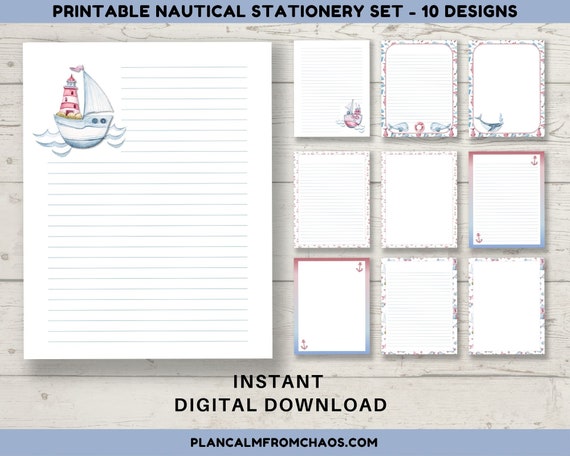 Printable Nautical Stationery DIGITAL DOWNLOAD Printable - Etsy