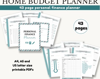 Printable Home Budget Planner. DIGITAL DOWNLOAD. Personal finance planner and budget organiser for your budget tracking needs A4, A5, 8.5x11