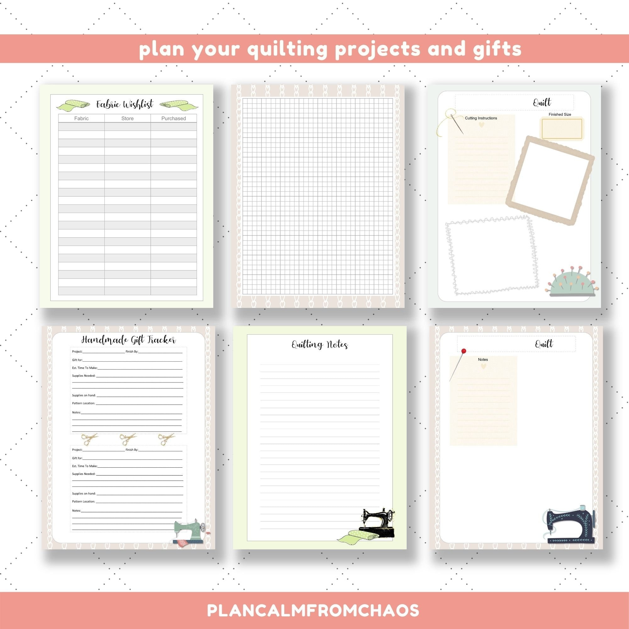 Printable Quilt Planner. DIGITAL DOWNLOAD. Use These Printable - Etsy UK