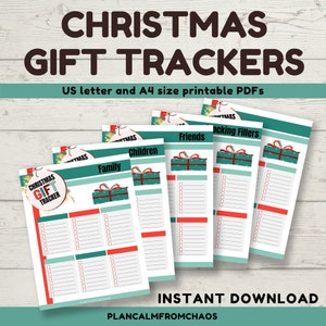 Printable Christmas Gift Tracker, DIGITAL DOWNLOAD, Printable Planner ...