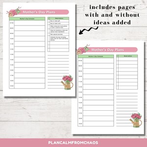 Printable Mother's Day Planner Page. DIGITAL DOWNLOAD Plan a Perfect ...