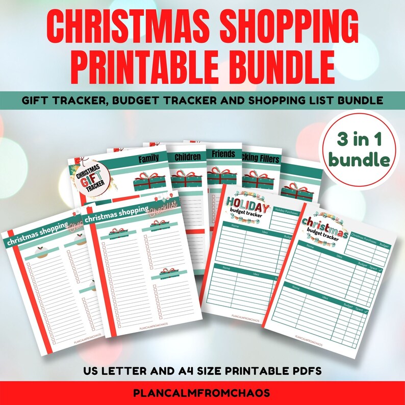 Printable Christmas Shopping Planner Bundle, DIGITAL DOWNLOAD, Gift ...