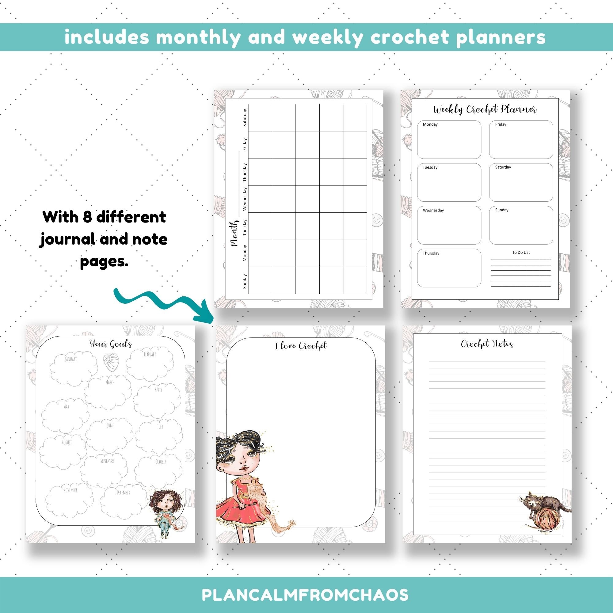 Printable Crochet Planner – 28 page DIGITAL DOWNLOAD – Planning Calm From  Chaos