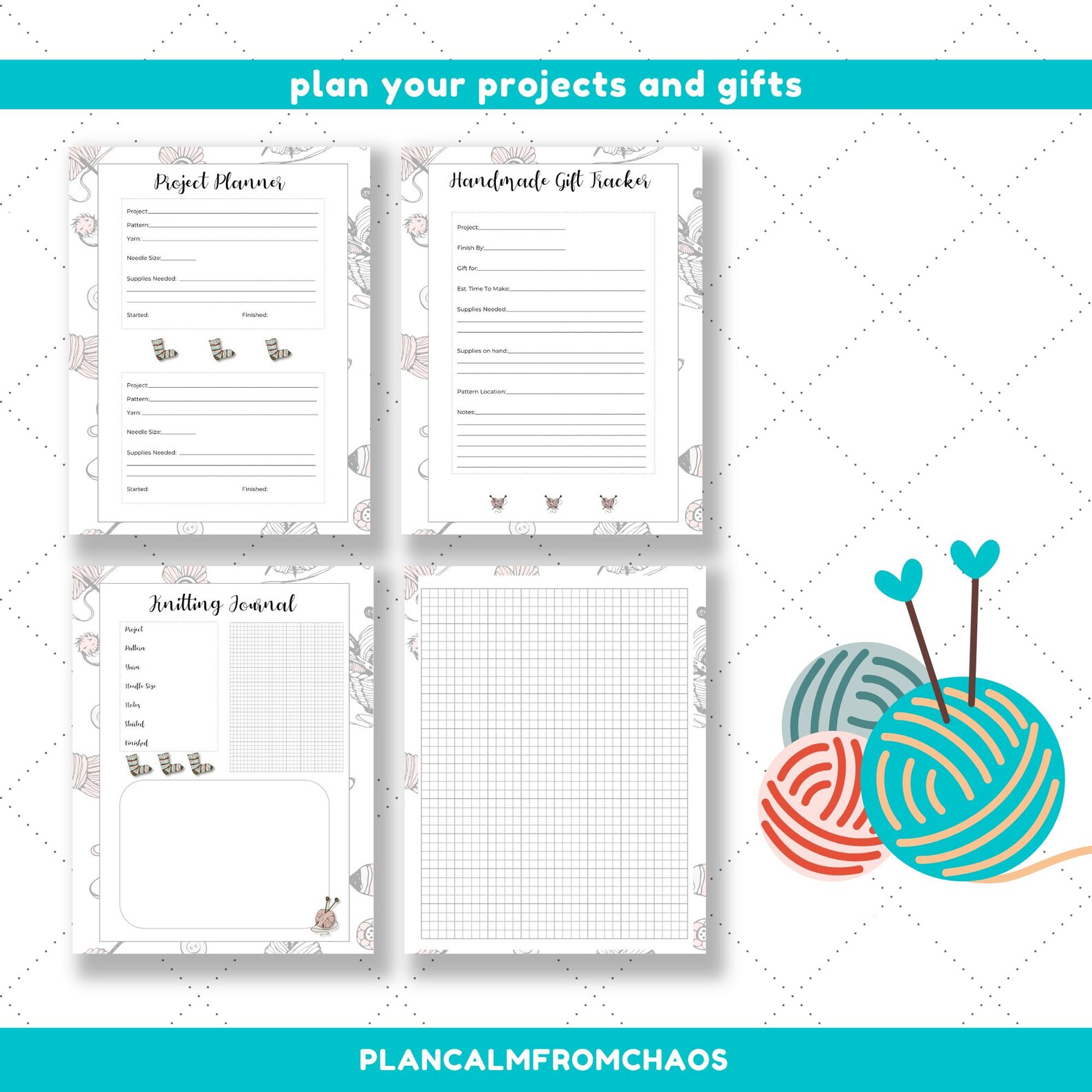 Printable A5 Knitting Journal. DIGITAL DOWNLOAD. Use These - Etsy