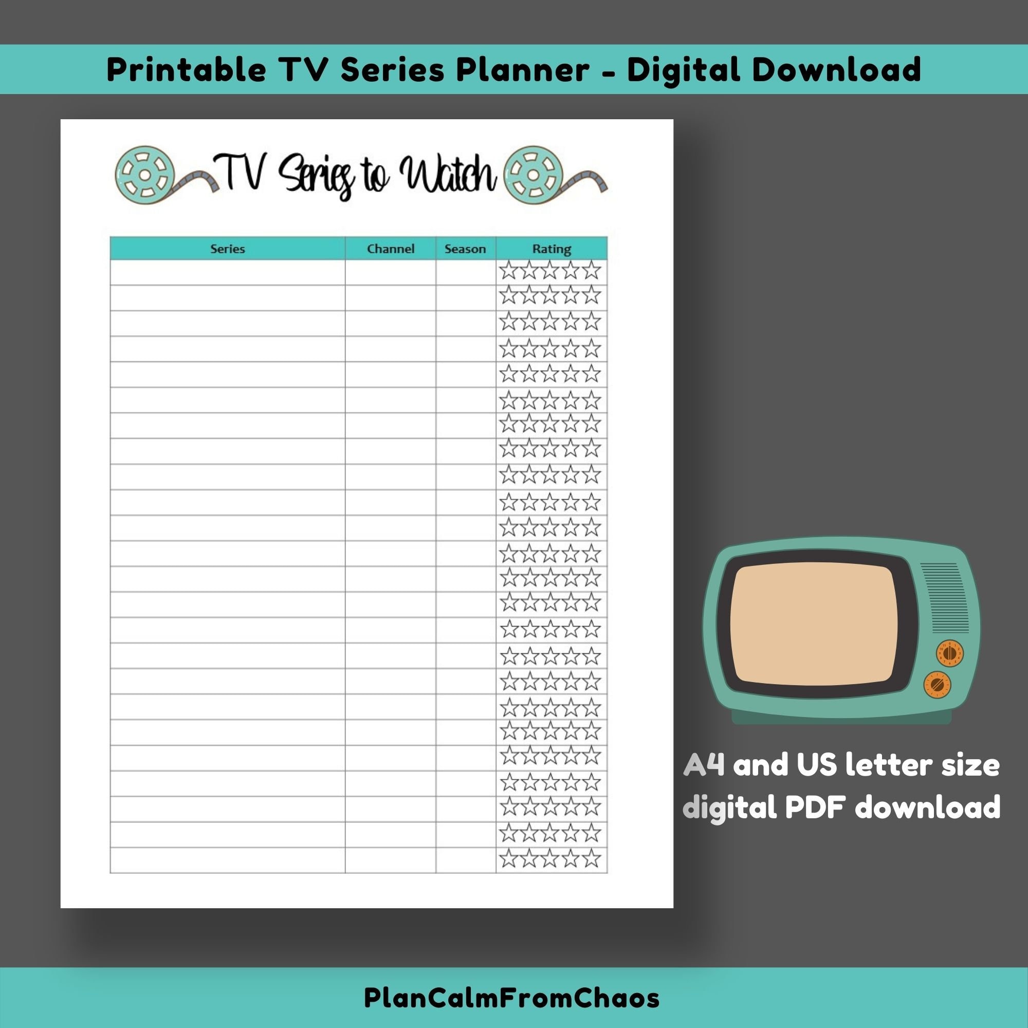 Printable TV Series to Watch Tracker DIGITAL DOWNLOAD tv Etsy