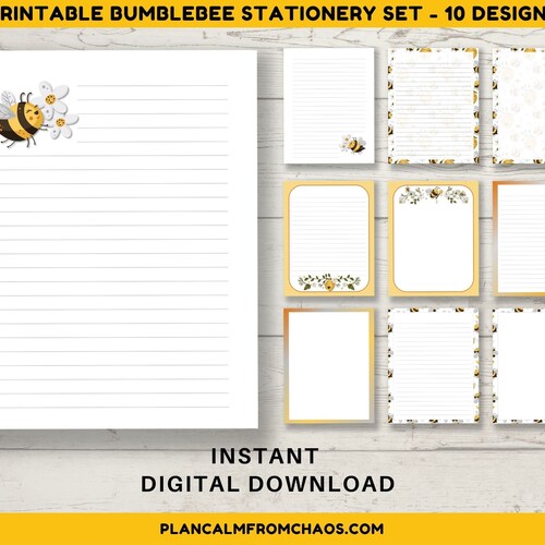 Bumblebee Printable Stationery DIGITAL DOWNLOAD Printable - Etsy