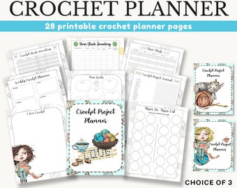 Printable Crochet Planner. DIGITAL DOWNLOAD. Use these printable crochet planner pages to create your own crochet journal, crochet binder