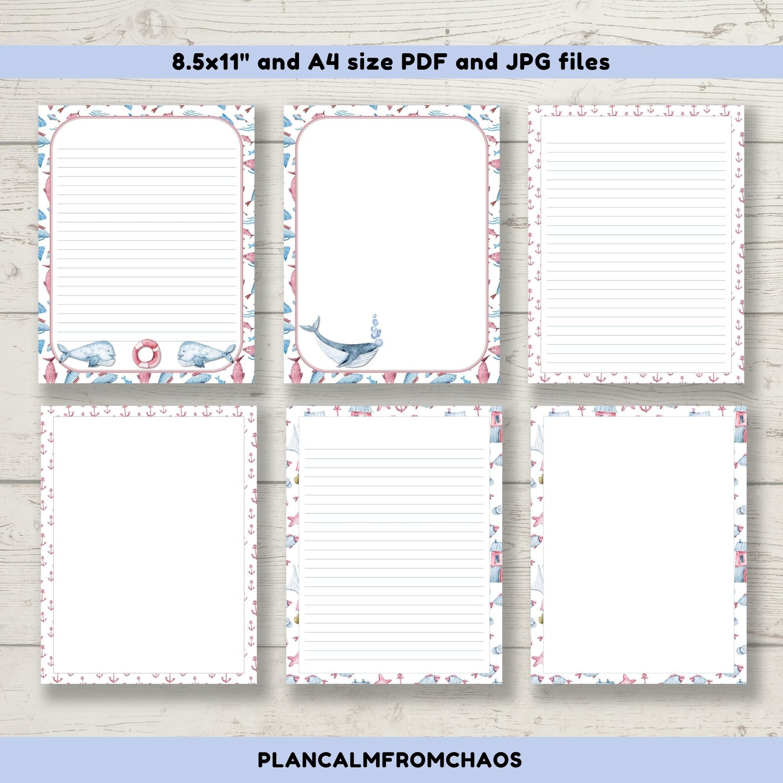 Printable Nautical Stationery DIGITAL DOWNLOAD Printable - Etsy