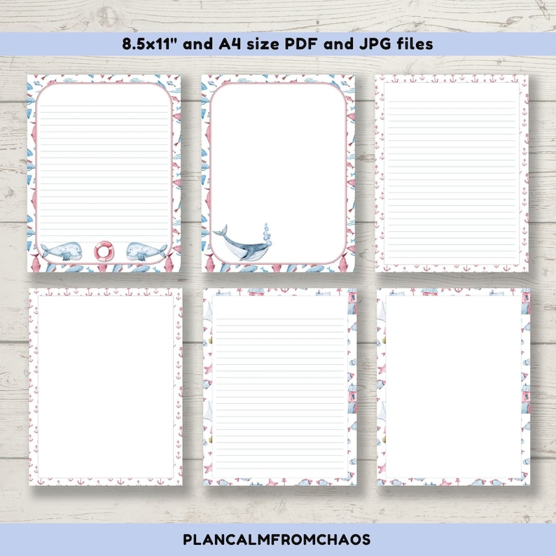 Printable Nautical Stationery DIGITAL DOWNLOAD Printable - Etsy