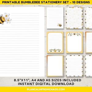 Bumblebee Printable Stationery DIGITAL DOWNLOAD Printable - Etsy