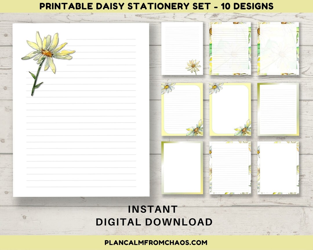 Daisy Printable Stationery DIGITAL DOWNLOAD Printable - Etsy