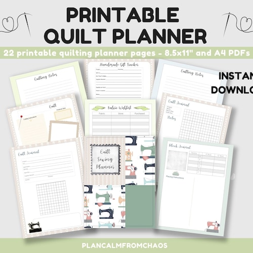 Quilting Journal Printable Quilt Journal Binder Set Etsy