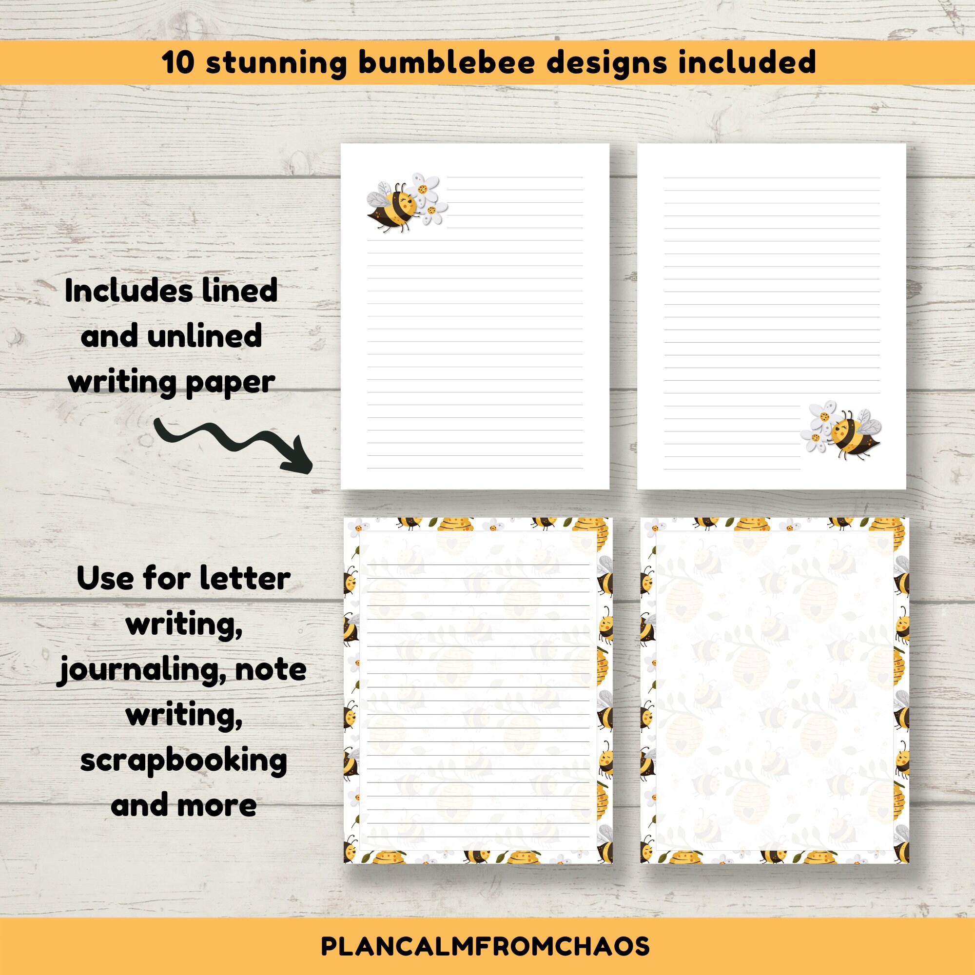 Bumblebee Printable Stationery DIGITAL DOWNLOAD Printable - Etsy