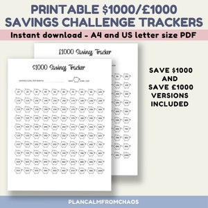1K Savings Tracker Printable. DIGITAL DOWNLOAD. Printable 1000 savings challenge tracker. Budget printable PDF in A4 and 8.5x11" size