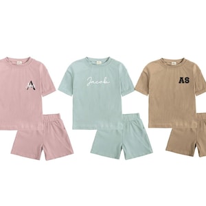 Personalised Children&#39;s T-Shirt and Short Set, Summer Clothes, Holiday Summer Sets