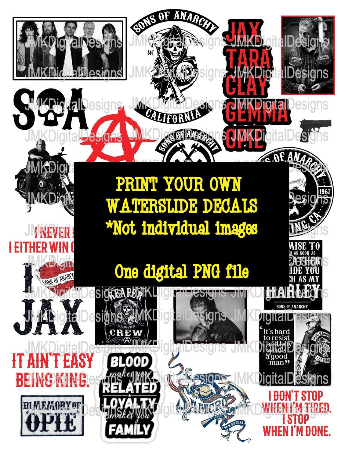 Sons of Anarchy PRINT Your Own Waterslide Decals PNG Digital Etsy