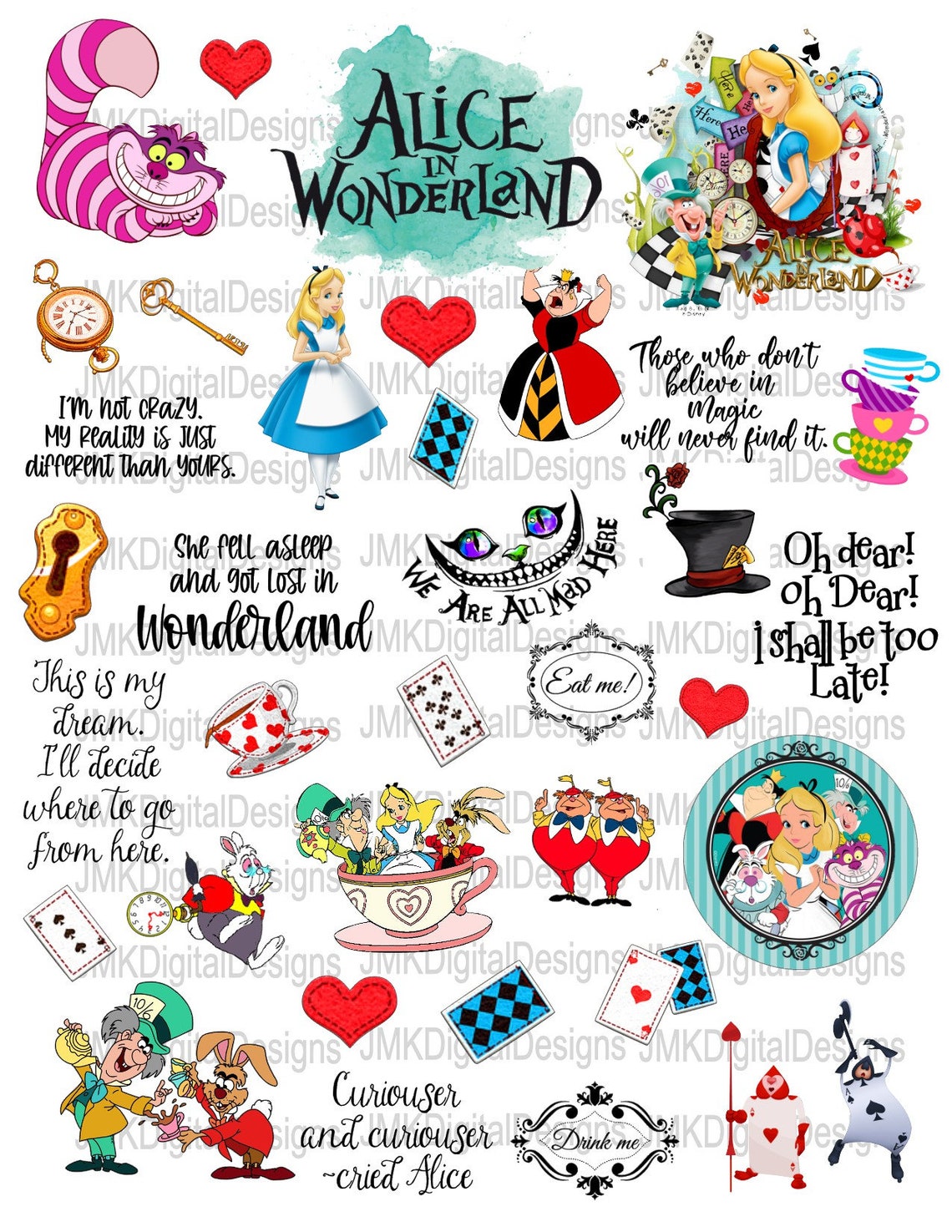 Alice in Wonderland PRINT your own waterslide decals SVG/PNG Etsy