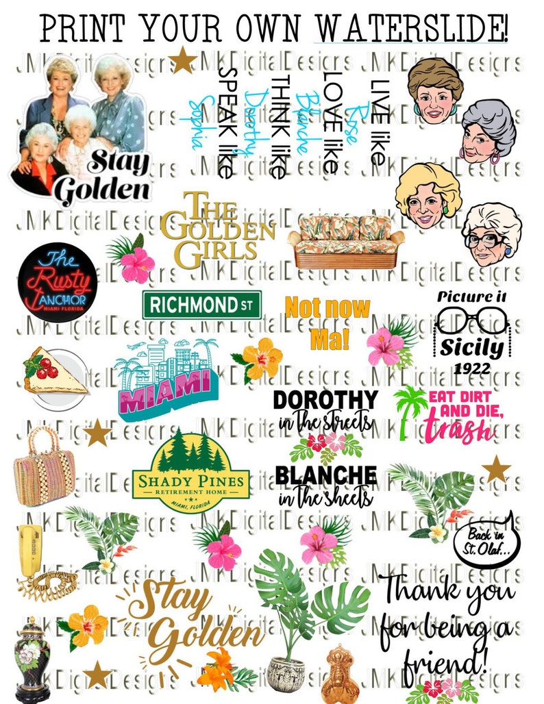 Download Golden Girls-Print your own waterslide SVG/PNG Digital File | Etsy
