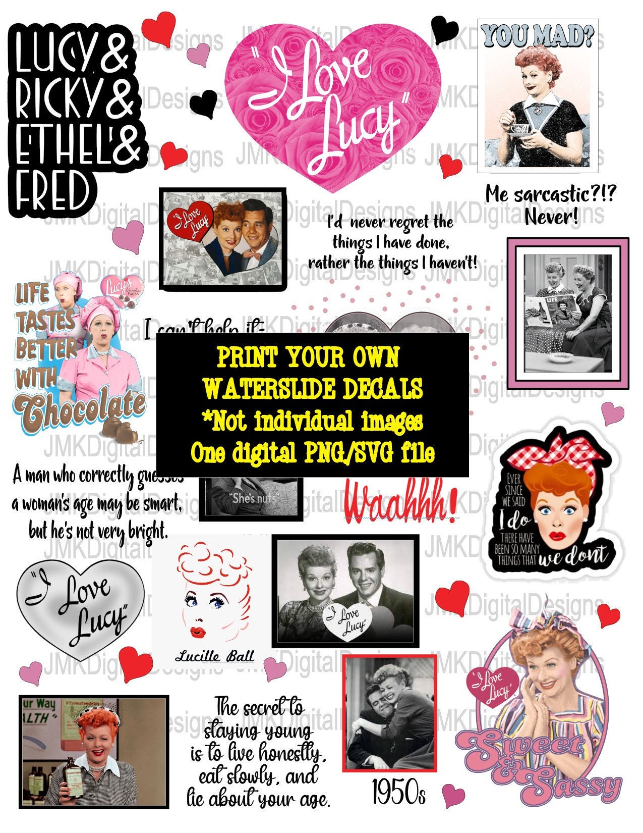 Download I Love Lucy PRINT your own waterslide decals-SVG/PNG ...