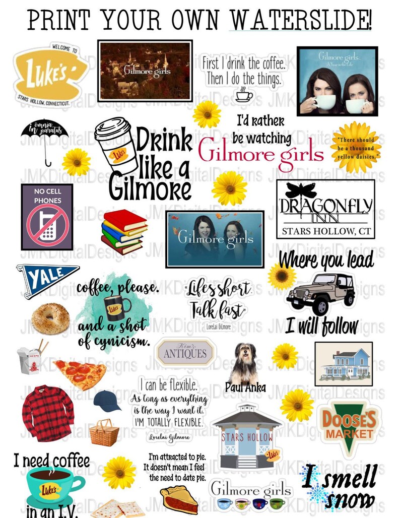 Download Gilmore Girls Print your own waterslide-SVG/PNG Digital File | Etsy