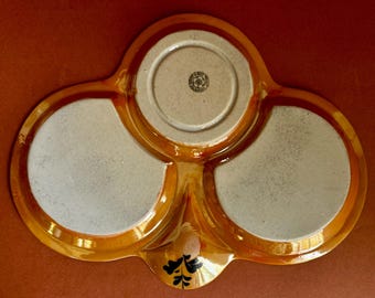 STEUABEN 桃　peach クリスタル　スチューベン　1990年代　希少 Vintage 1930's Japan Lustreware Peach & Blue, White
