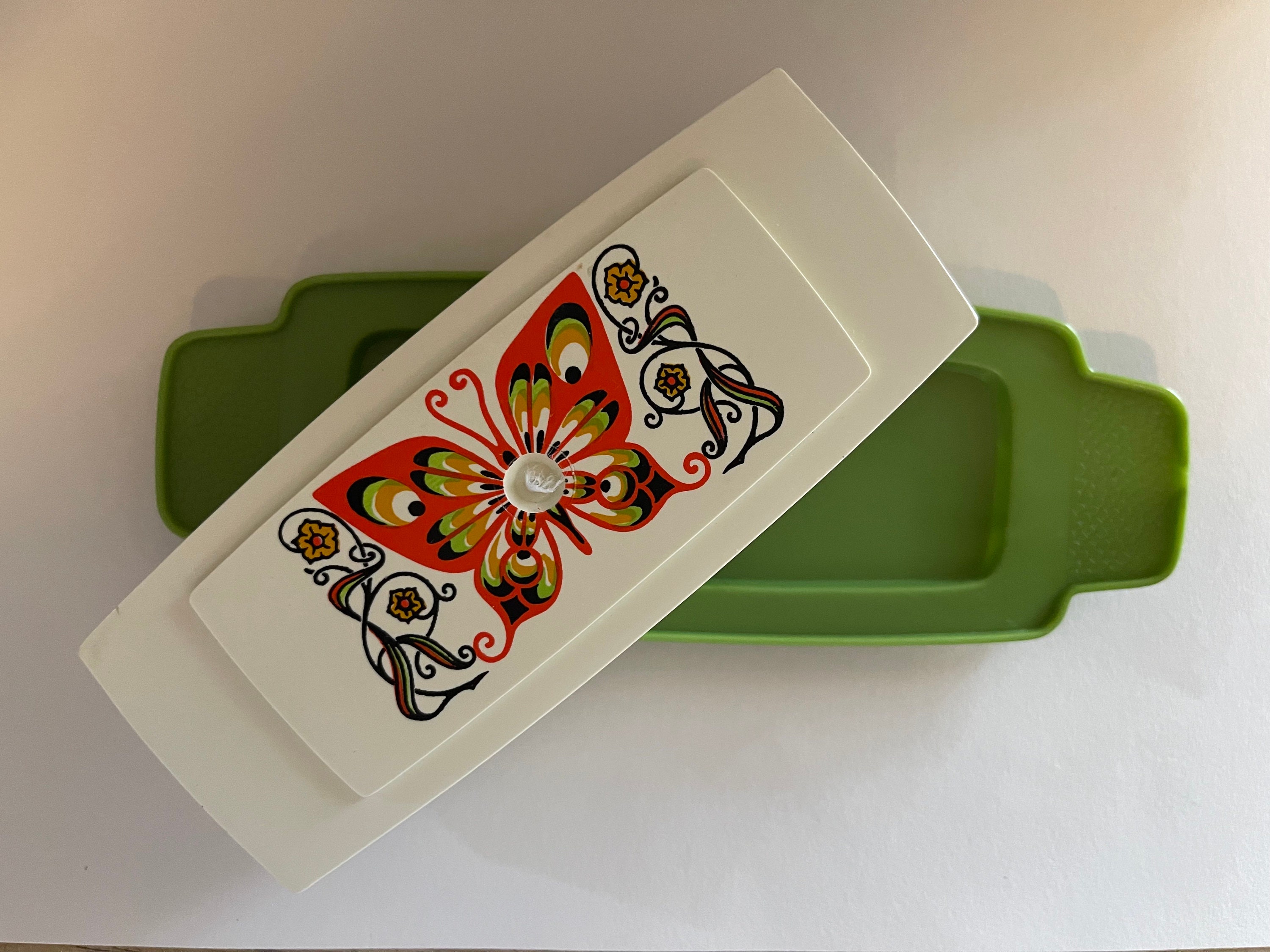 Vintage Sterilite Table Mates Butterfly Butter Dish & Napkin Holder