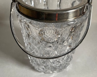 William Adams Italy Silver Plate & Crystal Ice Bucket