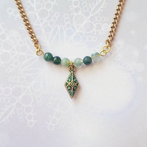 Groene kralen ketting, halfedelstenen ketting, jaspis ketting, jaspis kralen, kralen ketting, groene charme, edelstenen, boho