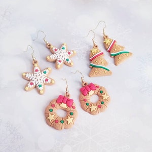 Christmas gingerbread earrings, cookie earrings, holiday earrings