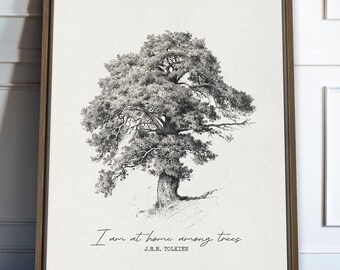 I Am At Home Among Trees Tolkien Quote Framed Canvas Print | Lord of the Rings Legolas Book Quote