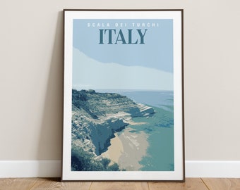 Italy Travel Poster Scala Dei Turchi Digital Download