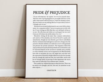 Pride and Prejudice Darcy and Elizabeth Quote Wall Art Digital Print