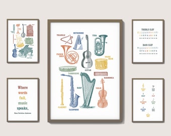 Kids and Nursery Music Theory and Musical Instruments Learning Art Digital Download