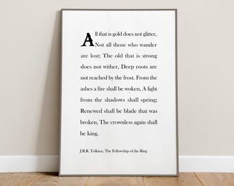 Tolkien Quote All that is Gold does not Glitter Digital Download