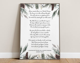 Robert Frost Poem Stopping By Woods On A Snowy Evening Digital Download