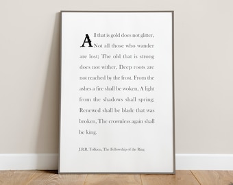 Tolkien Quote All that is Gold does not Glitter Poster