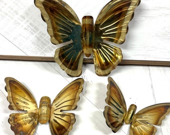 Vintage Set of 3 Homco Butterflies Home Decor Wall Hanging