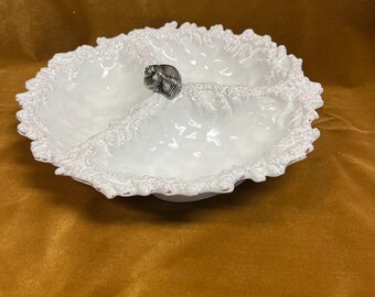 Large Mud Pie Seashell/Coral Divided Server