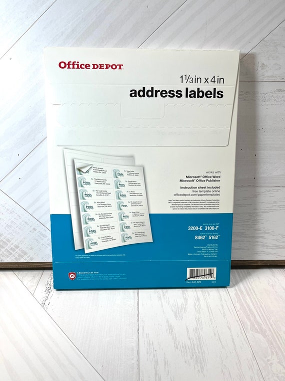 Office Depot Brand Address Labels 1-1/3 X 4 - Etsy