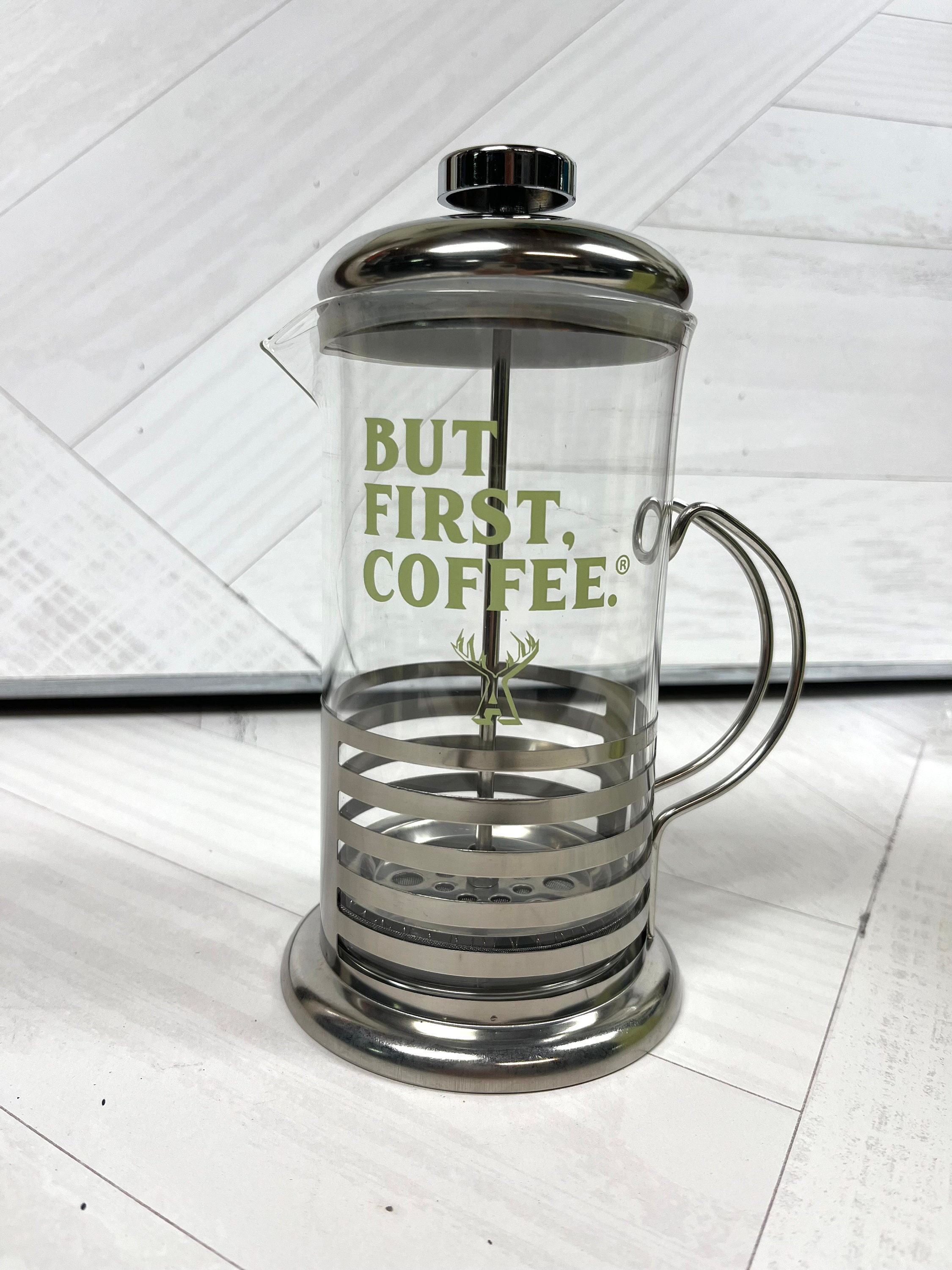 Alfred French Press Coffee Maker but First Coffee Etsy