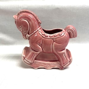 Vintage McMaster Pottery Pink Nursery Horse Planter