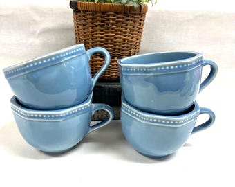 Juego de cuatro tazas octogonales de cerámica Hartstone USA