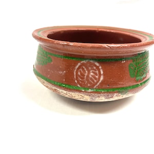 Vintage Handmade Hand-Painted Red Clay Indian Pot