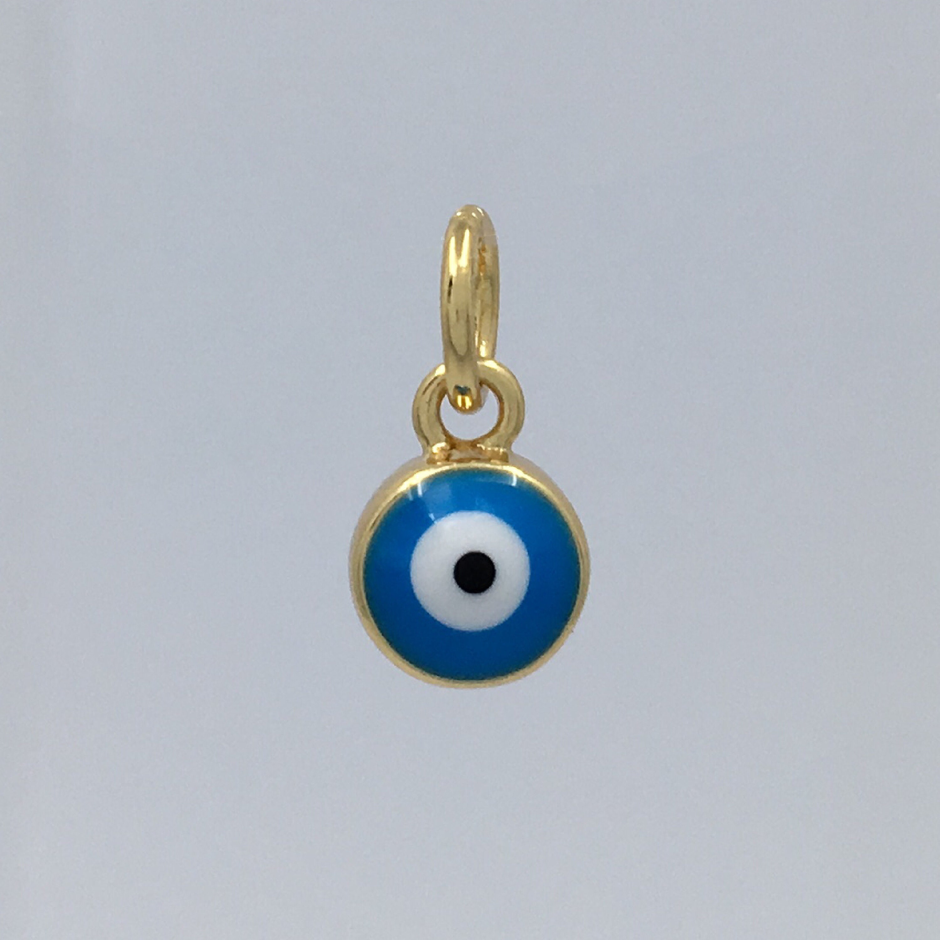 Evil Eye Charm, Blue Evil Eye Charm, Round Navy Blue Evil Eye Charm, Brass Evil Eye Charms