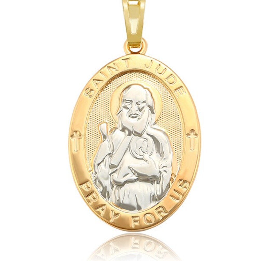 Saint Jude Oval Medal, Dull Gold St. Jude Pendant, St. Jude Medallion ...
