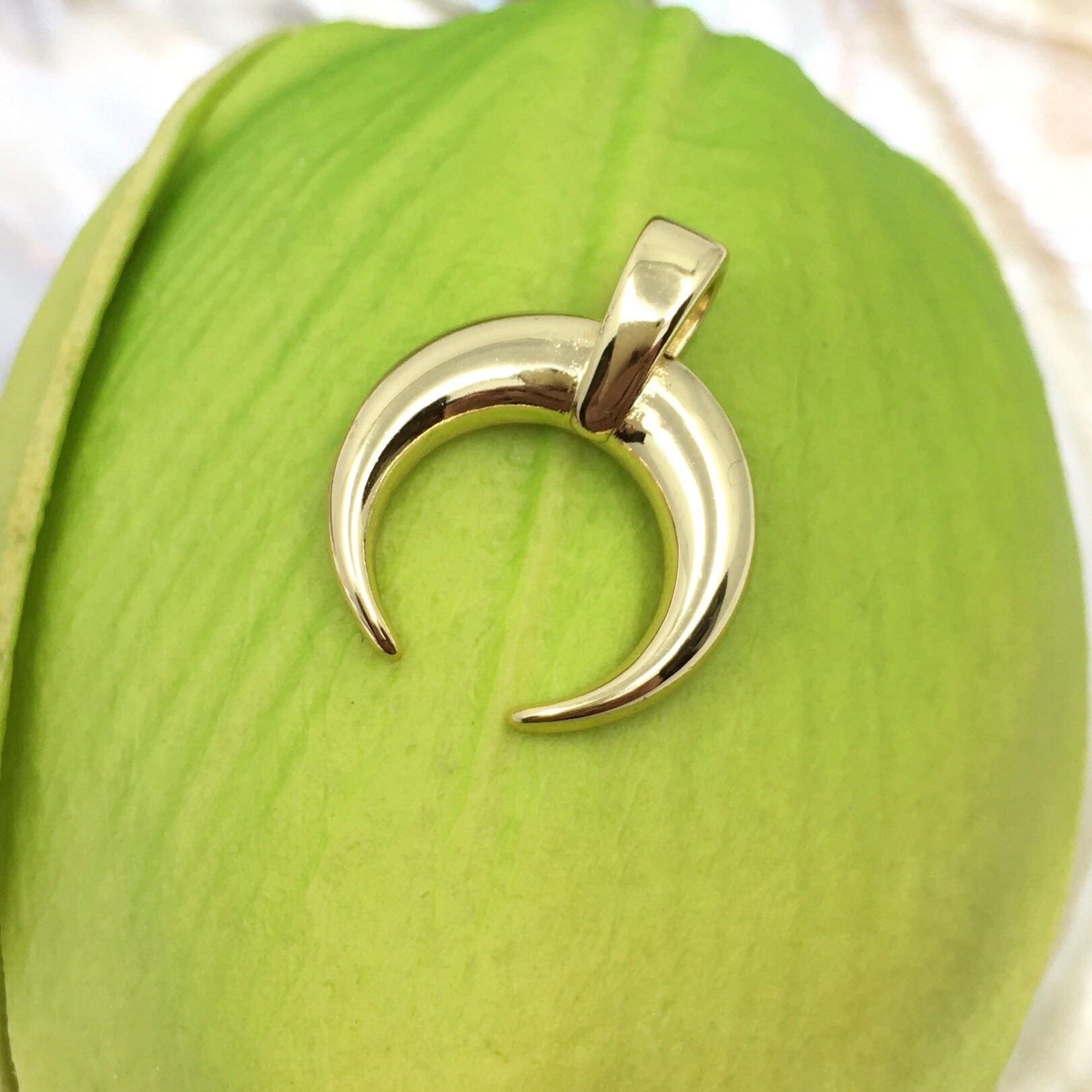 Brass Horn Charm with18K Gold Plating Gold Horn Pendant Etsy